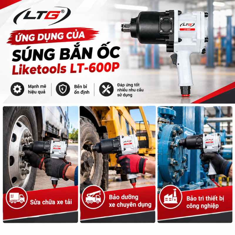 Súng bắn ốc khí nén 1 inch Liketools LT-600P