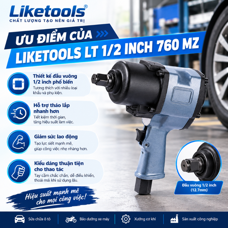 Súng bắn ốc khí nén Liketools LT 1/2 inch 760 MZ
